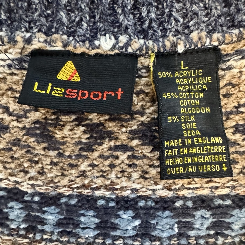 Vintage Liz Claiborne Sport Sweater‎ Vest Large Cardigan Fair Isle Grunge Aztec - Picture 4 of 6
